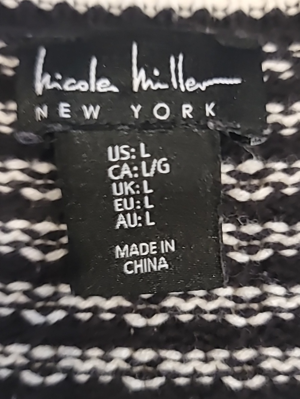 Nicole Miller Evening Cardigan Sweater Top Black White Large - Picture 10 of 14